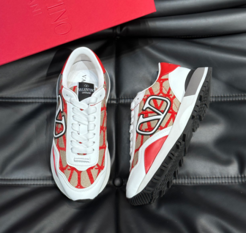 Valentino One Stud Low Top Sneakers White and Red