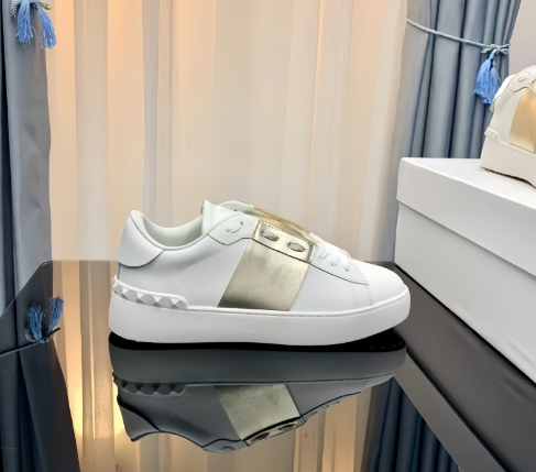 Valentino Open Skate Low Top Sneakers White and Gold