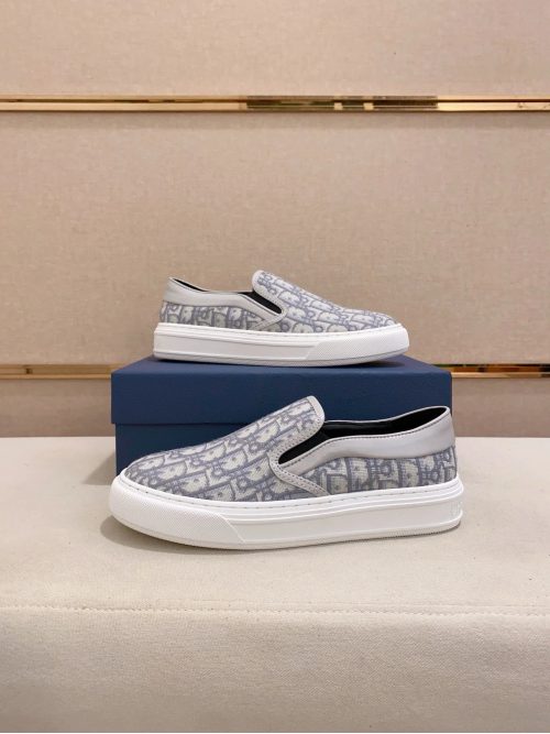 Dior Oblique Slip-On Casual Sneakers Blue and White