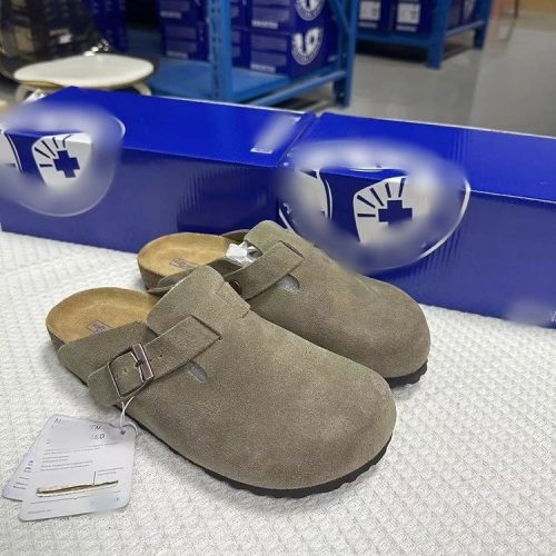 Birkenstock Boston Suede Clogs Taupe
