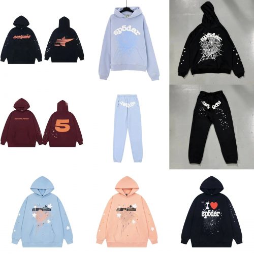Sp5der Sp5der Graphic Print Streetwear Hoodie and Sweatpants Multicolor