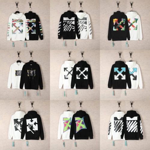 Off-White Arrow Graphic Streetwear Hoodie Multicolor