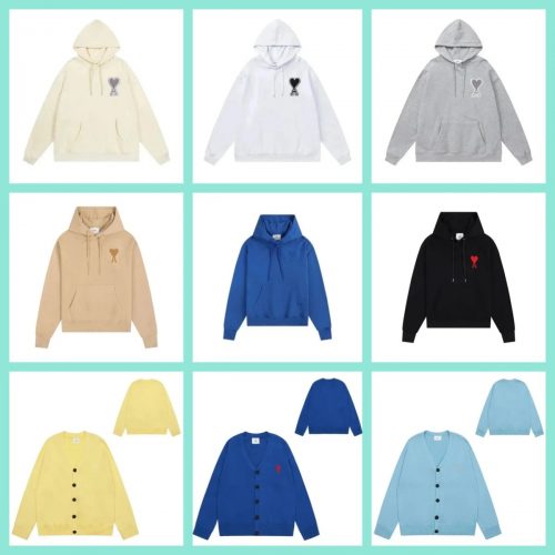 Ami Paris Ami Ami de Coeur Iconic Heart Hoodie and Cardigan Collection Multicolor