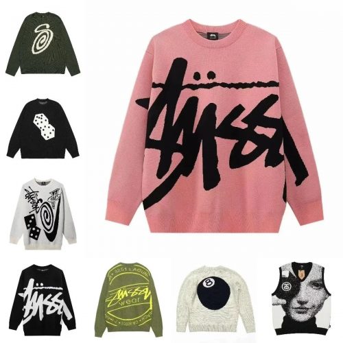 Stussy Graphic Knit Sweater Oversized Pullover Multicolor