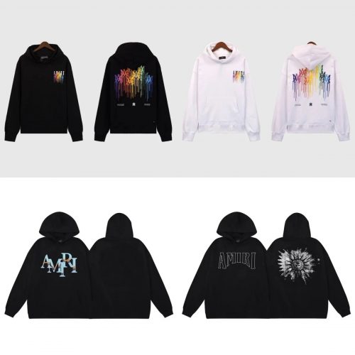 Amiri Graphic Print Cotton Hoodie Black and White