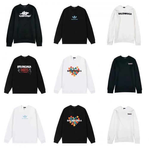 Balenciaga Graphic Print Cotton Sweatshirt Black and White