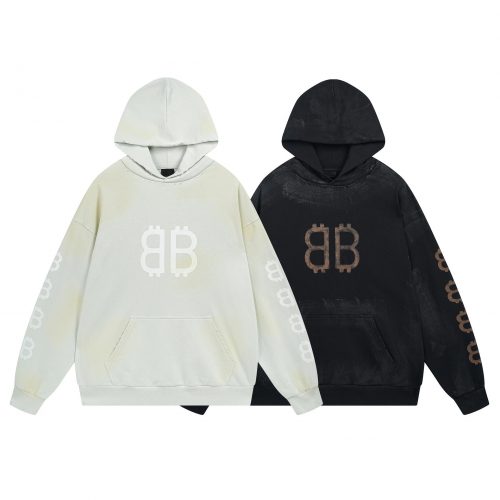 Balenciaga Bitcoin Oversized Hoodie Vintage Streetwear Sweatshirt Black and White