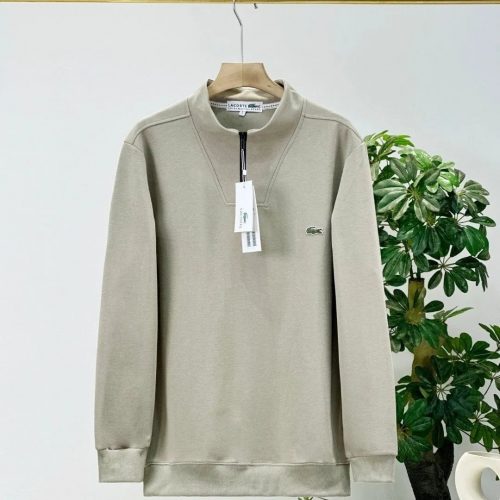 Lacoste Quarter-Zip Casual Sweatshirt Beige