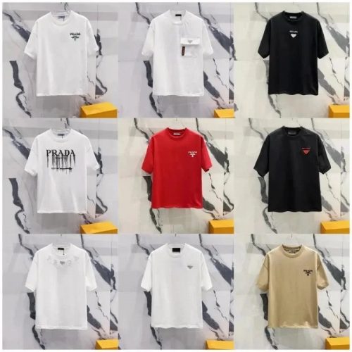 Prada Graphic Print Cotton T-Shirt Multicolor