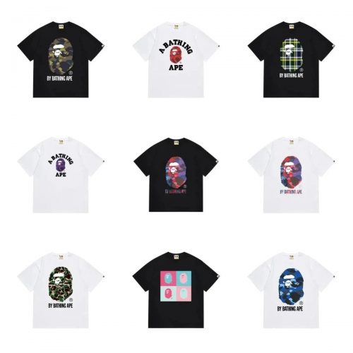 A Bathing Ape BAPE Ape Head Graphic Cotton T-Shirt Multicolor