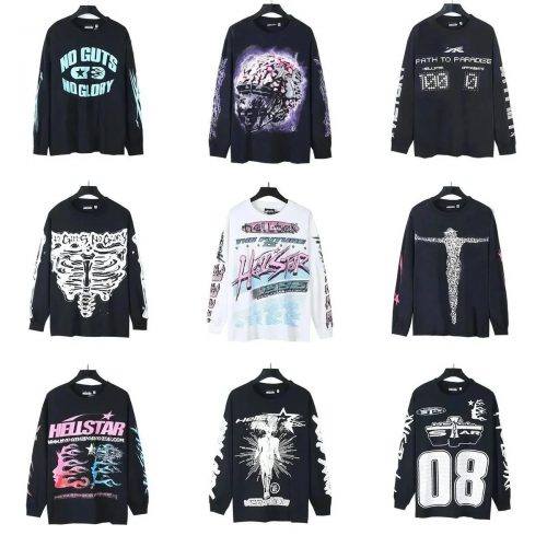 Hellstar Graphic Long Sleeve Oversized Tee Black and White
