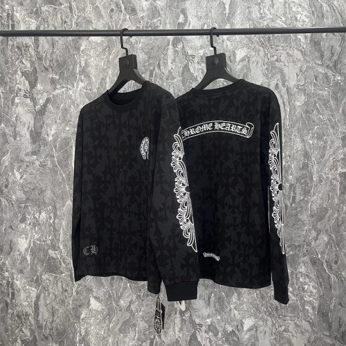 Chrome Hearts Monogram Cross Graphic Long Sleeve Shirt Black