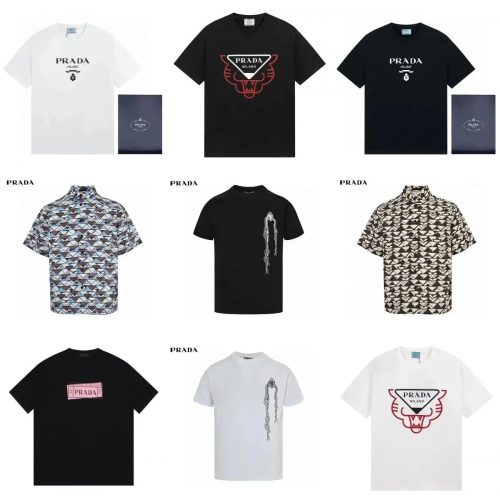 Prada Graphic Print Cotton T-Shirt Collection Multicolor