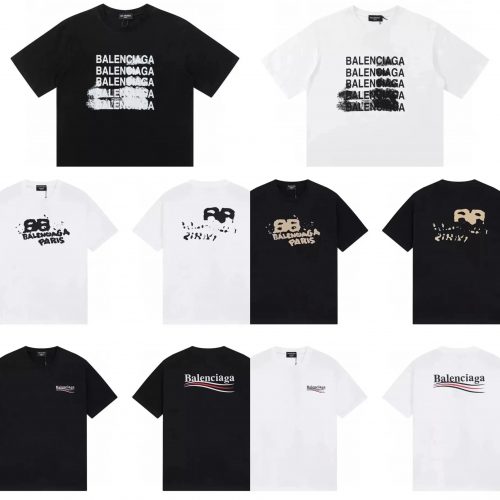 Balenciaga Graphic Print Oversized T-Shirt Black and White