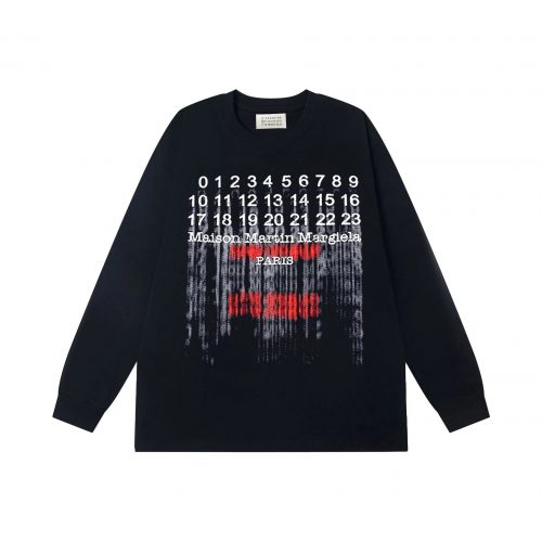 Maison Martin Margiela MMM Numbers Graphic Long Sleeve Shirt Black