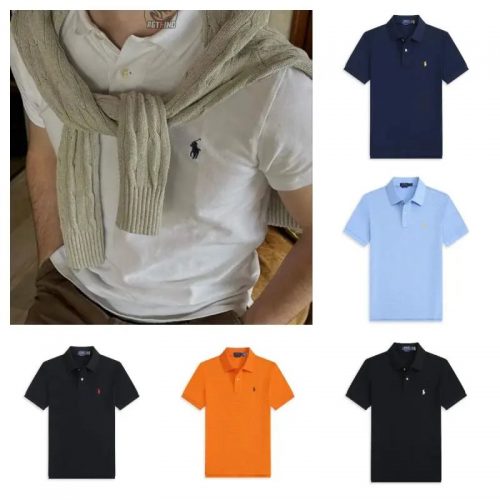 Ralph Lauren Classic Fit Mesh Polo Shirt Casual Cotton Navy