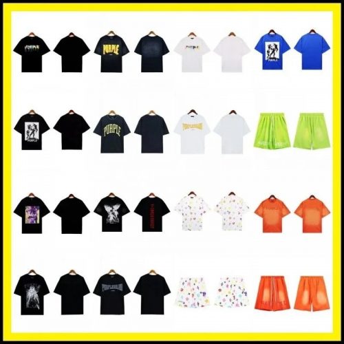 Purple Brand Graphic Print Oversized T-Shirt and Shorts Collection Multicolor