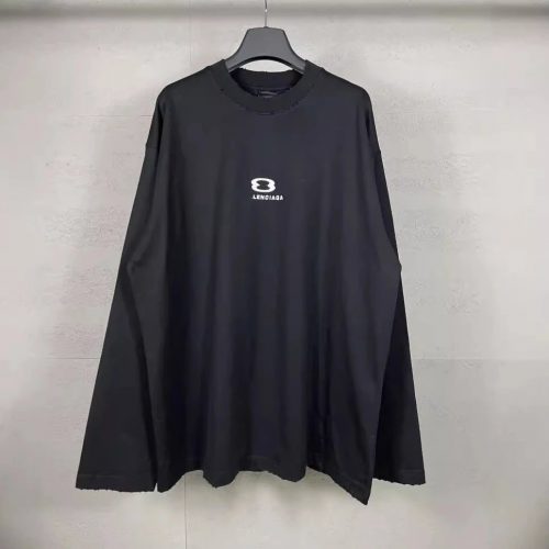Balenciaga 8 Logo Oversized Long Sleeve Shirt Black