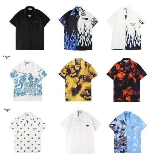 Prada Camp Collar Graphic Hawaiian Shirt Multicolor