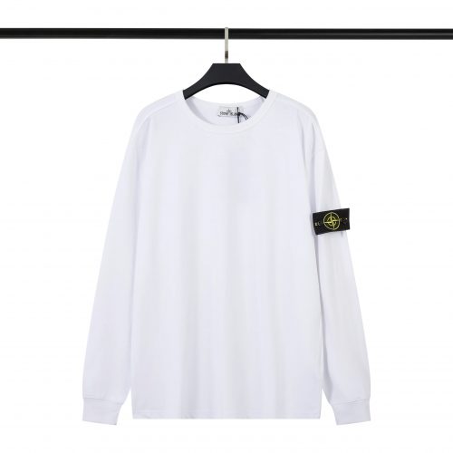 Stone Island Compass Patch Cotton Long Sleeve Shirt White