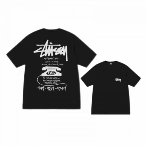 Stussy Phone Graphic Cotton T-Shirt Black