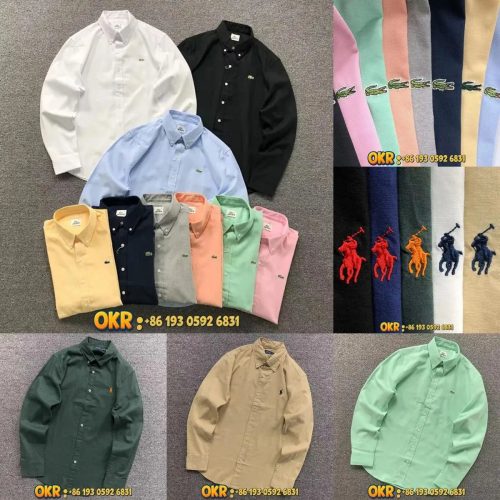 Lacoste Oxford Button-Down Casual Long Sleeve Shirt Multicolor