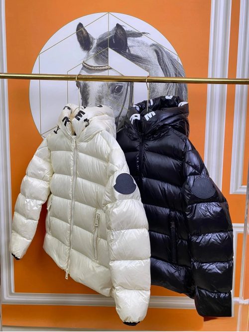 Moncler Maya Shiny Puffer Jacket White and Black