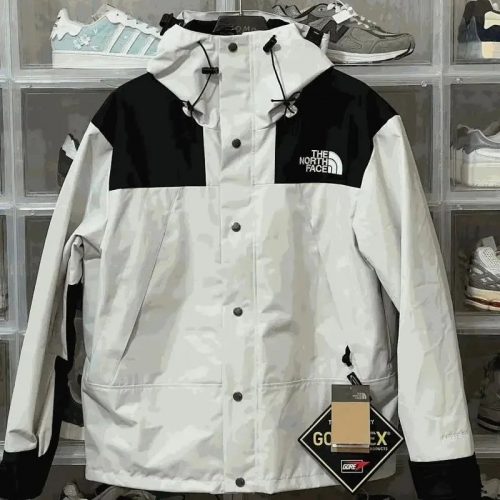 The North Face TNF Mountain Light Waterproof Jacket White and Black