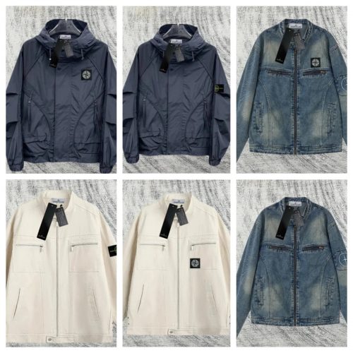 Stone Island Multi-Pocket Jacket and Denim Jacket Casual Outerwear Multicolor