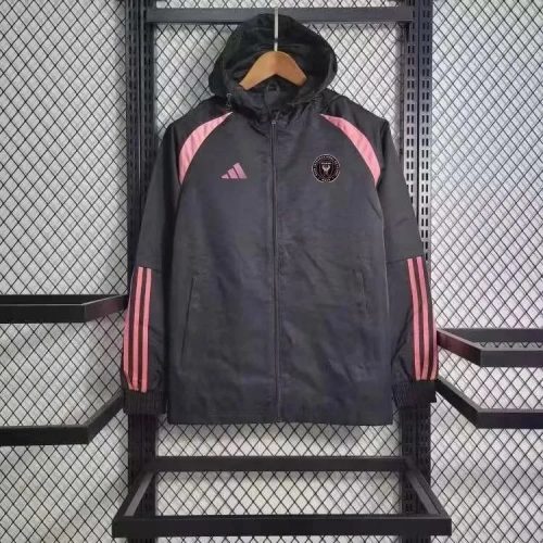 Adidas Inter Miami CF Sporty Windbreaker Jacket Black and Pink