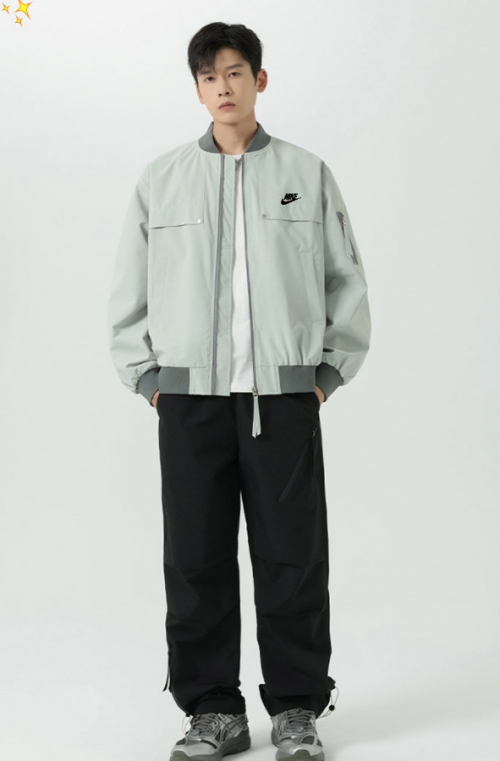 Nike Bomber Jacket Casual Lightweight Jacket Light Green