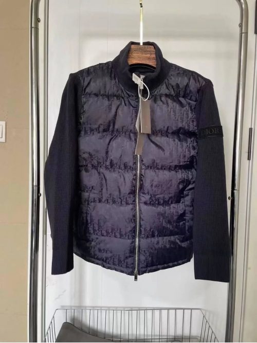 Dior Oblique Knit Puffer Hybrid Jacket Black