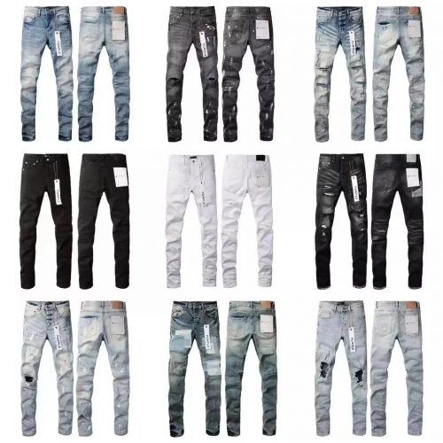 Purple Brand Distressed Denim Jeans Slim Fit Pants Multicolor
