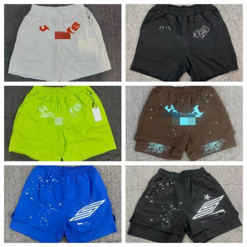 Sp5der Graphic Print Streetwear Shorts Multicolor