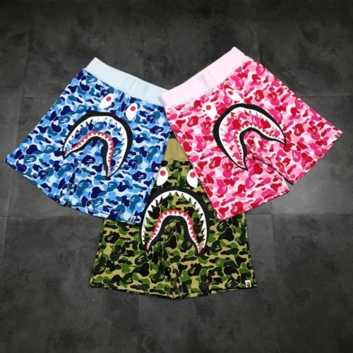 A Bathing Ape BAPE Shark Camo Graphic Streetwear Shorts Multicolor