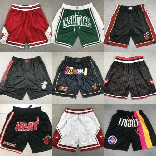 NBA Miami Heat Basketball Shorts Lightweight Athletic Shorts Black and Red