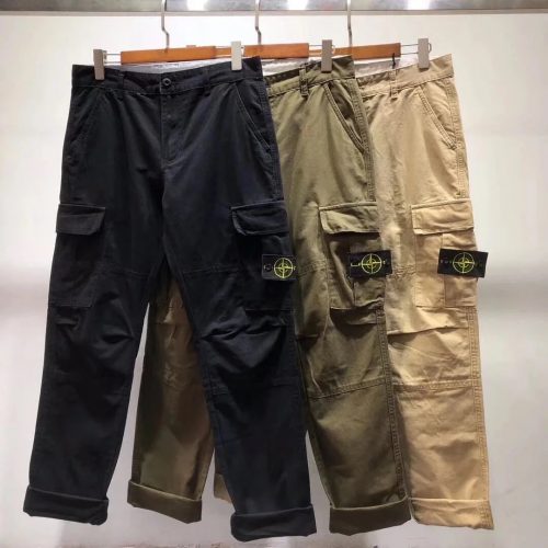Stone Island Cargo Pants Cotton Streetwear Trousers Black Olive and Beige