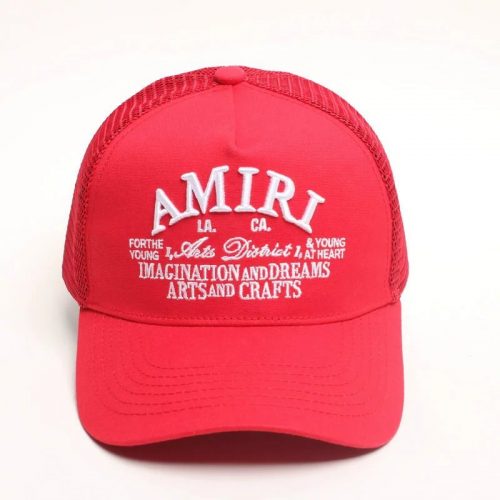 Amiri Arts District Trucker Hat Embroidered Baseball Cap Red