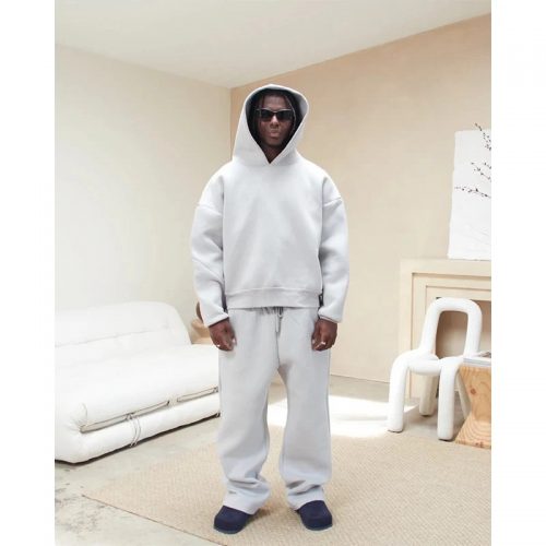 Fear of God Essentials Hoodie and Sweatpants Set Casual Cotton Tracksuit Light Gray