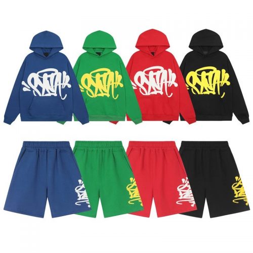 Syna World Syna Graffiti Print Hoodie and Shorts Set Casual Streetwear Multicolor