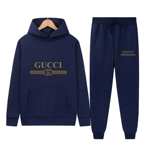 Gucci Web Stripe Casual Tracksuit Set Navy Blue