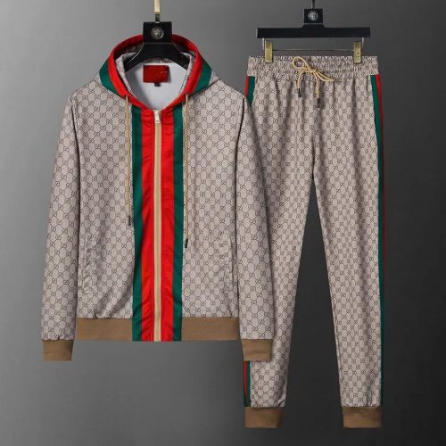 Gucci Monogram Web Stripe Iconic Tracksuit Set Beige