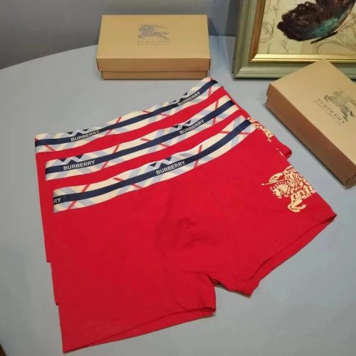 Burberry Check Waistband Boxer Briefs Cotton Red