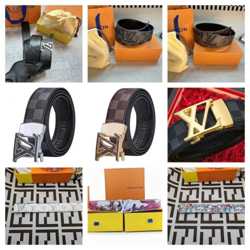 Louis Vuitton LV Monogram and Damier Leather Belt Classic Accessories Multicolor