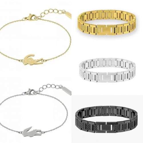 Lacoste Crocodile Charm Bracelet Minimalist Jewelry Gold and Silver
