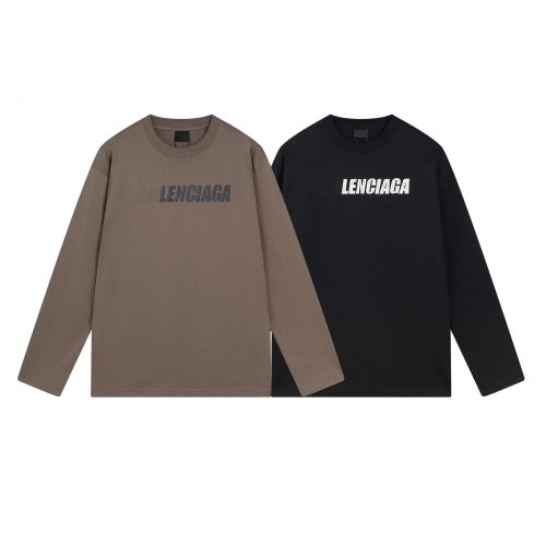 Balenciaga Lenciaga Print Long Sleeve Shirt Casual Cotton Black and Brown