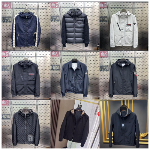 Prada Puffer Jacket with Knit Sleeves Casual Jacket Black