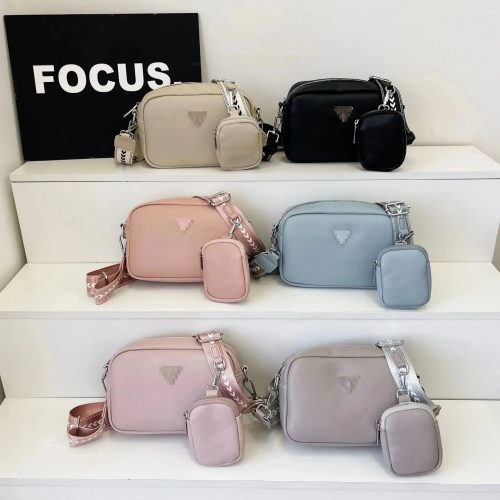 Prada Crossbody Bag with Mini Pouch Leather Shoulder Bag Multicolor