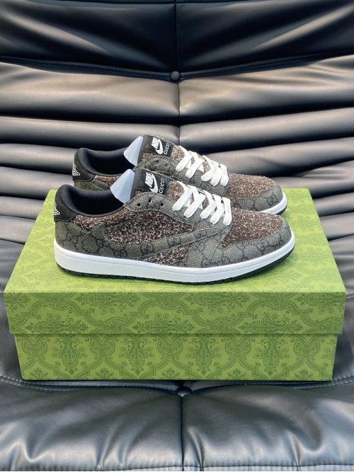 Nike Air Jordan 1 Low x Gucci Collaboration Sneakers Brown