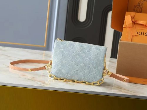 Louis Vuitton LV Pochette Accessoires Denim Shoulder Bag Light Blue